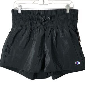 Champion NWT Women's High Waisted Wind & Water Resistant Black Athletic Shorts L